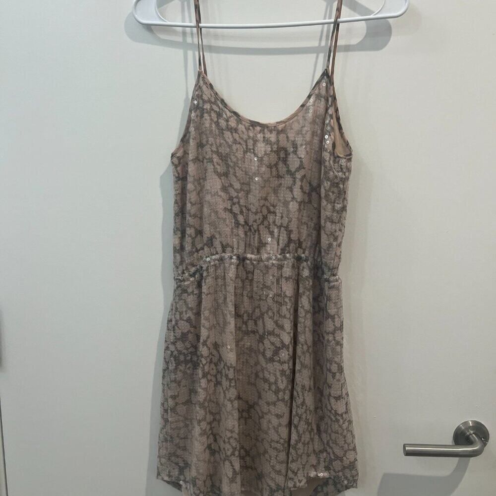 Rebecca Taylor Nude Leopard Print Mini Dress Size 6 — Date Night Party - Picture 4 of 8